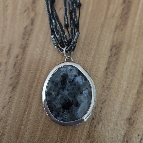 Silpada .925 Sterling Silver Glass bead five strand necklace with pendant - Picture 3 of 7